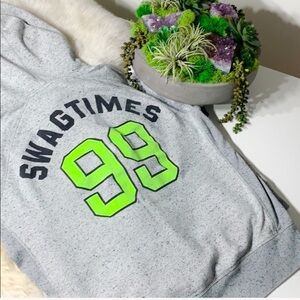 Divided H&M Hooded Grey neon Swagger Sweatshirt large